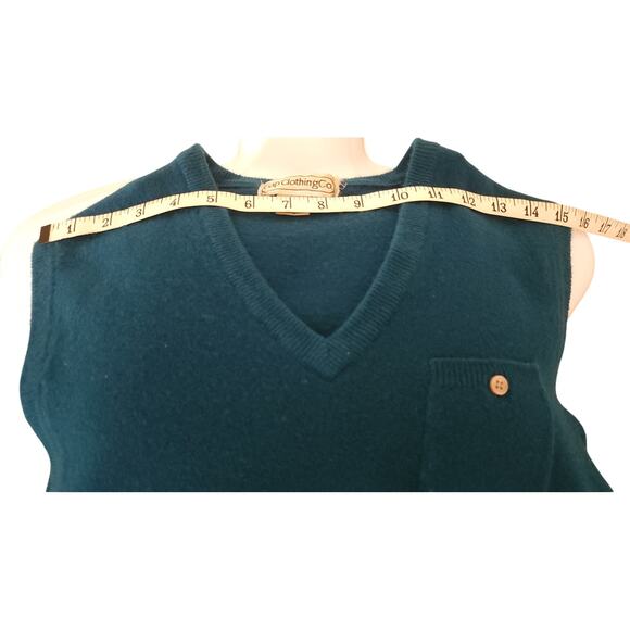 Gap 100% Lambswool Teal Geen Knit Sweater Vest Women's Large with Pocket Vintage - Picture 4 of 8